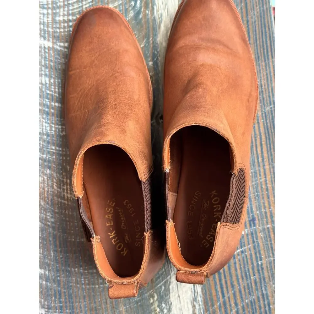 KORK-EASE Chelsea Brown Leather slip on Ankle boot/Shoes, size 8, Like NEW!!